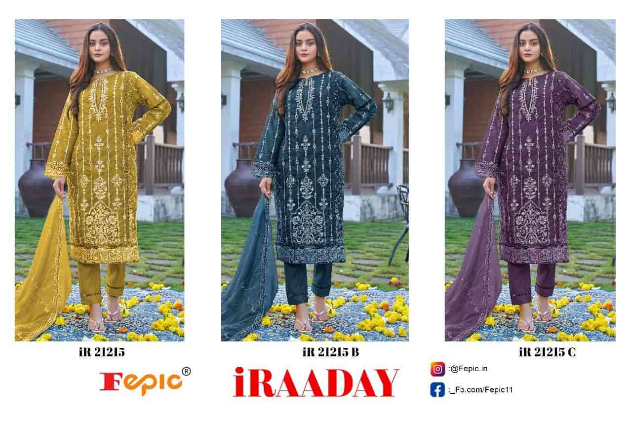 Fepic IR 21215 Colors Pakistani Style Designer Organza Suit Wholesalers view 3