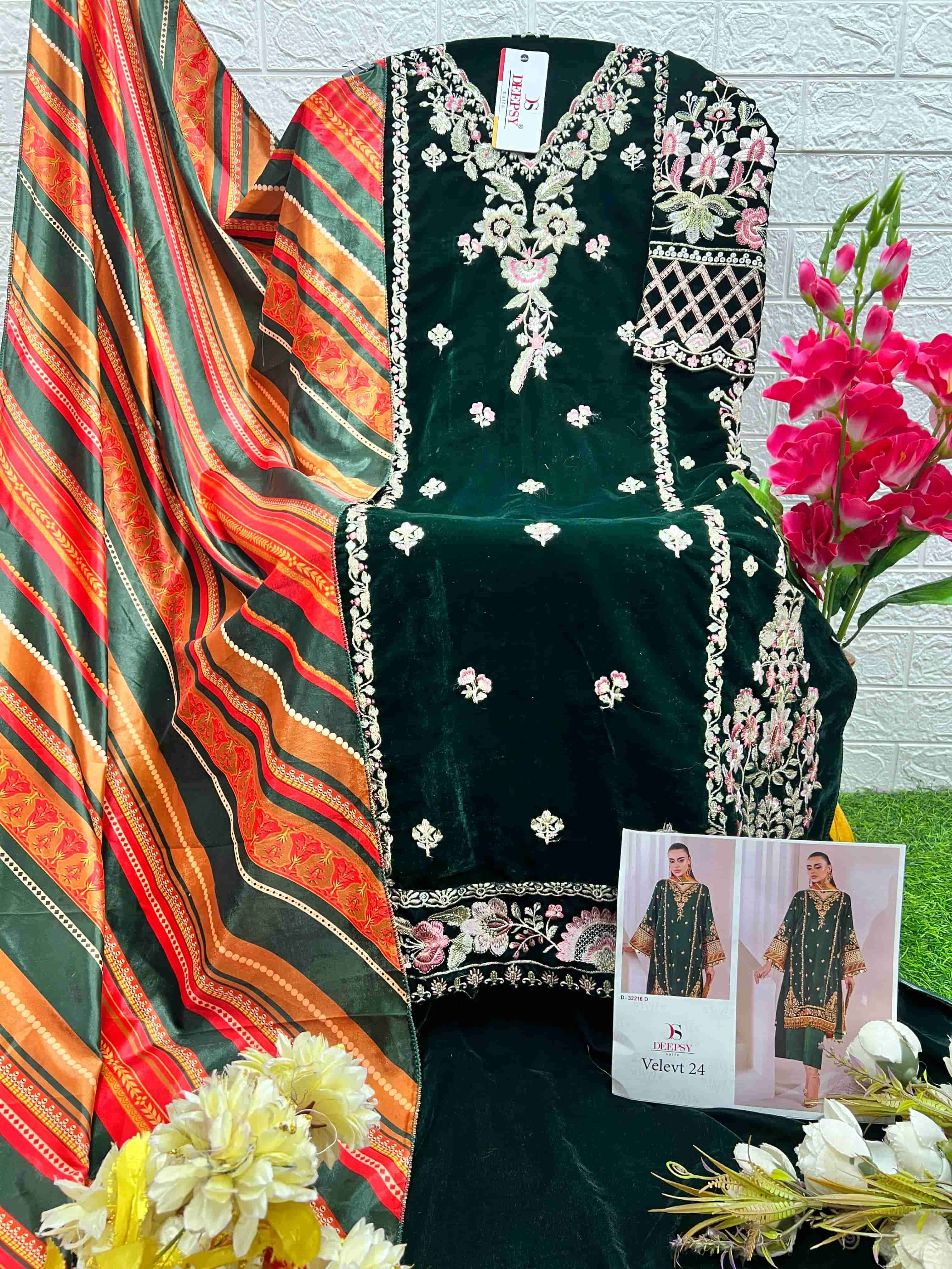 Deepsy D 32216 Colors Pakistani Festive Wear Style Designer Velvet Suit Wholesalers view 9
