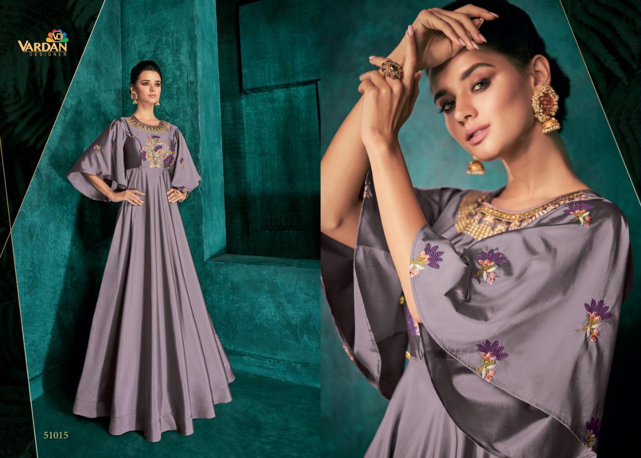 Vardan designer Rozi vol 1 Silk partywear Gown Collection view 6