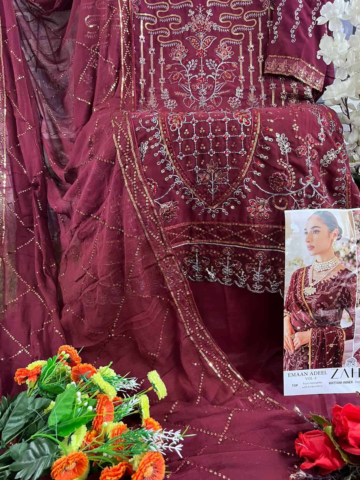 Zaha Emaan Adeel Vol 4 Pakistani Latest Designs Party Wear Suit Catalog Collection view 9