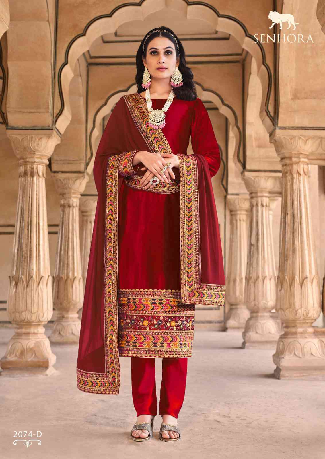 Senhora Aadhya 2074 Colors Designer Velvet Wedding Collection Suit Exporter view 8