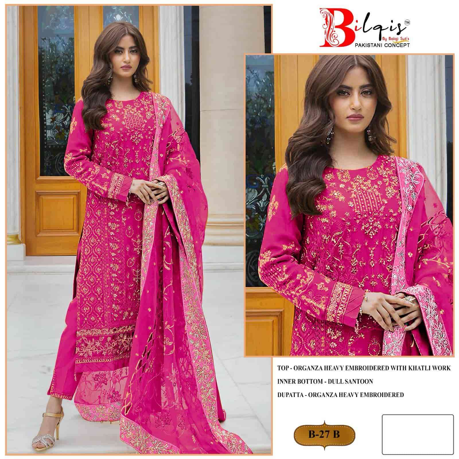 Bilqis B 27 Colors Pakistani Style Organza Embroidered Dress Wholesalers view 4