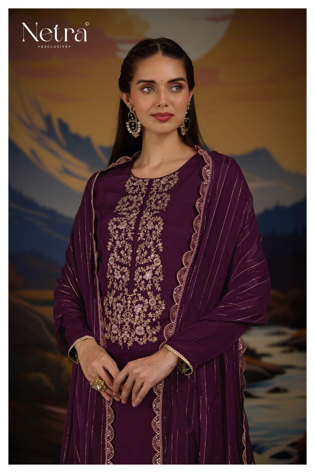 Netra Ketki Wine Edition Designer Ladies Wear Pure Bemberg Silk Suits view 2