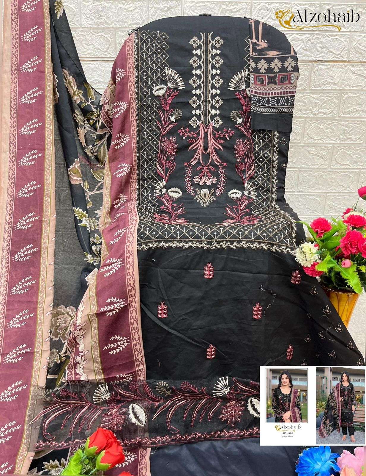 Alzohaib 1180 Colors Cotton Printed Pakistani Suit Salwar view 4