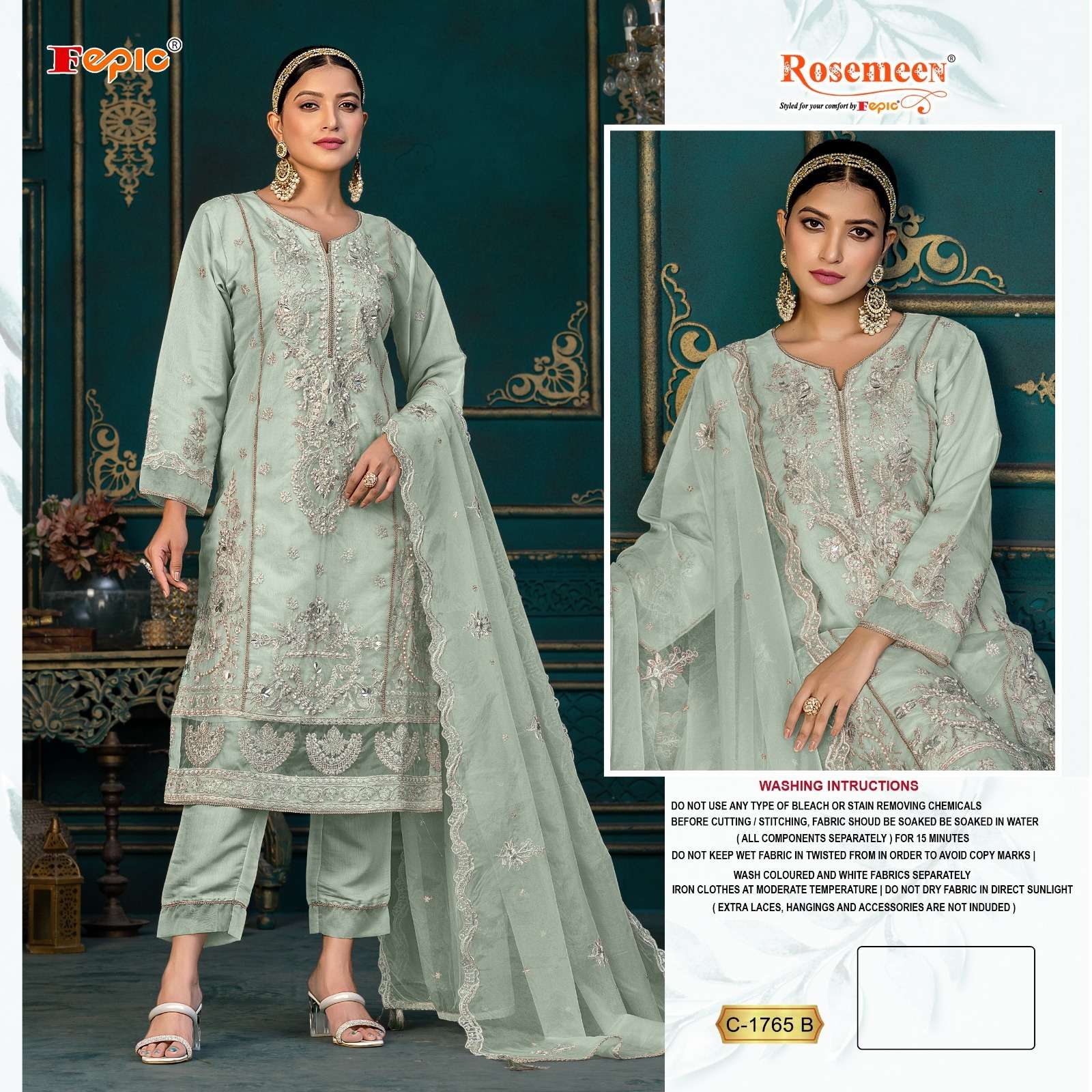 Fepic C 1765 B Latest Designer Style Pakistani Organza Suit Ensemble