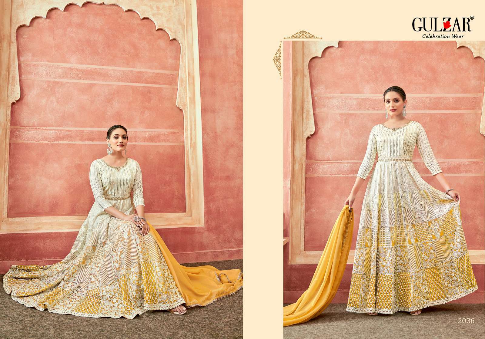 Gulzar Falguni 2035 To 2039 Traditional Wear Gown Dupatta Set Latest Collection view 5