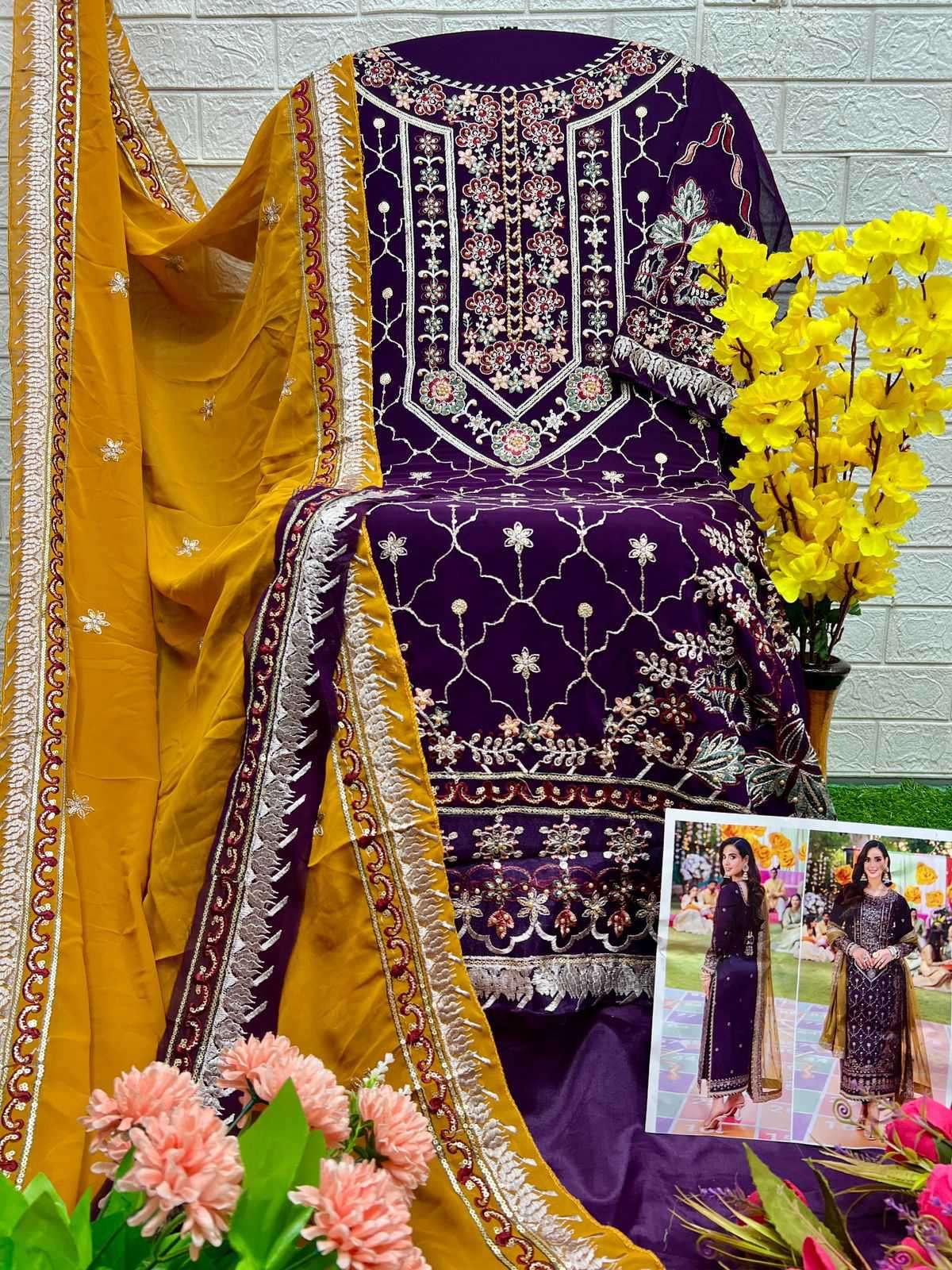 Al Khushu Pakistani Georgette Embroidered Suit view 7