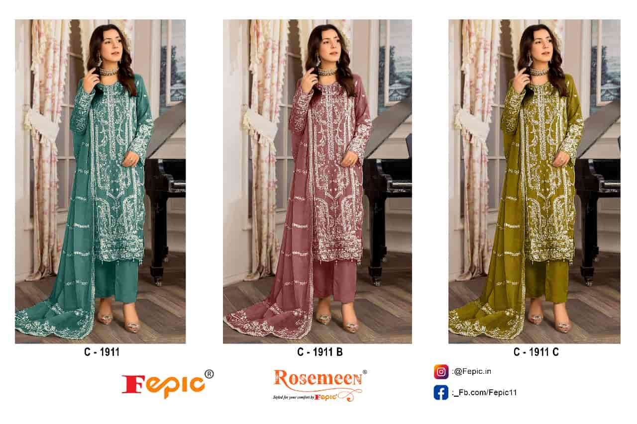 Fepic C 1911 Colors Pakistani Designer Organza Salwar Suit Wholesalers view 4