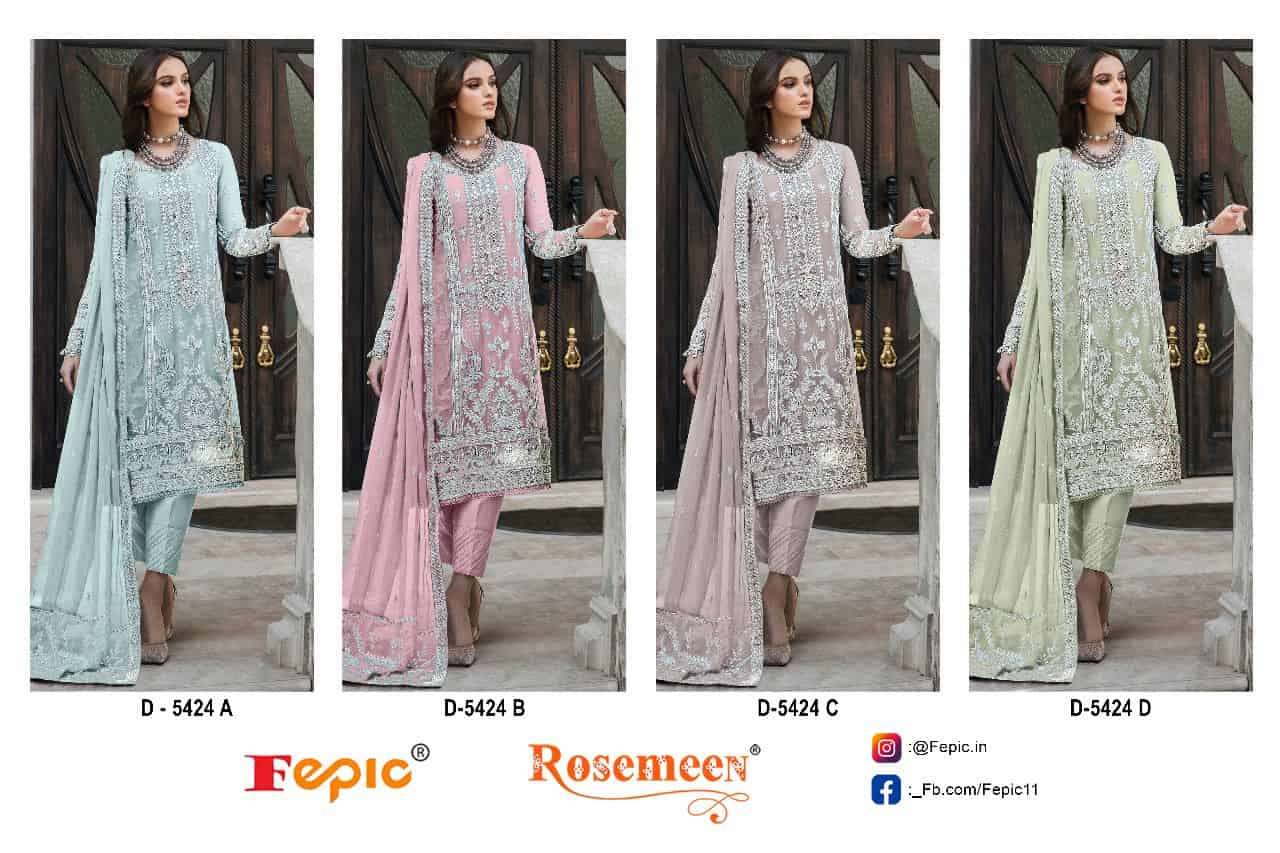 Fepic D 5424 Colors Pakistani Party Wear Style Designer Pakistani Salwar Suit Wholesalers view 5
