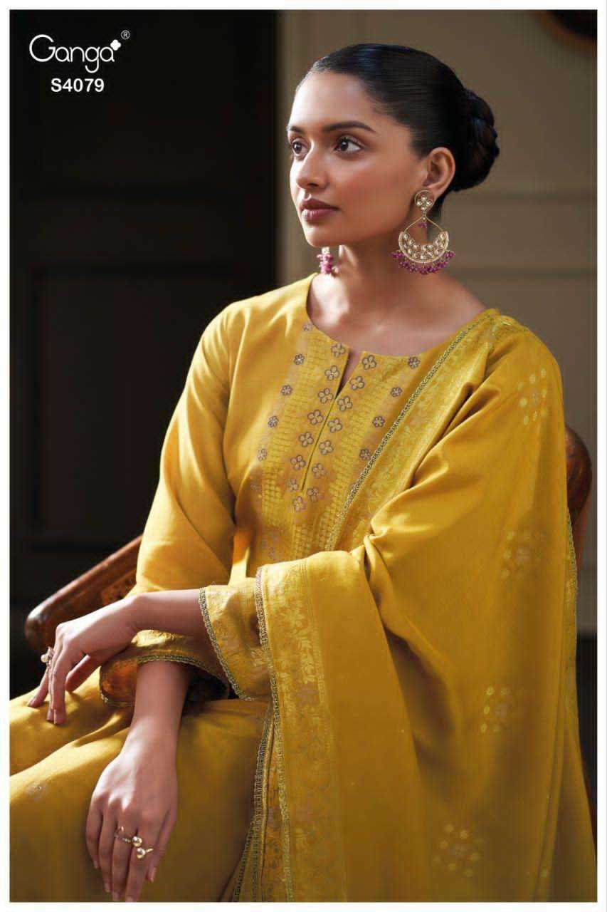 Ganga Fashion Pryssa 4079 Pure Bemberg Silk Latest Suit Collection
