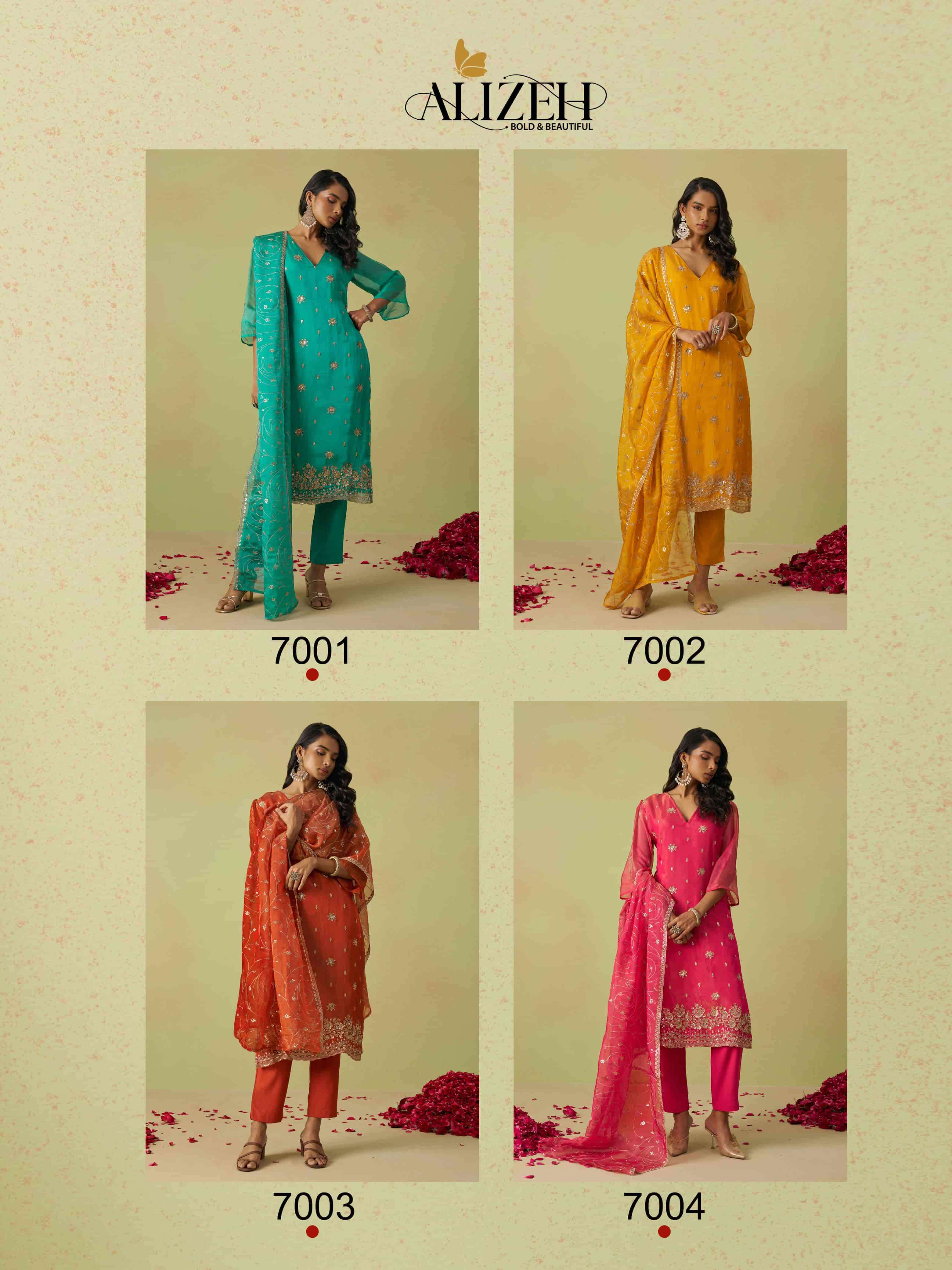 Alizeh Gulaabo 7001 to 7004 Shimmer Organza Salwar Suits view 19