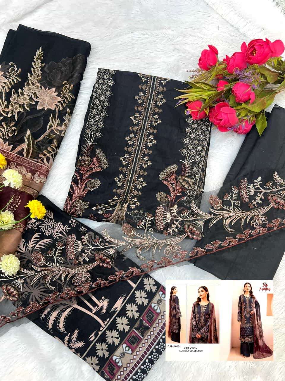 Aasha Designer 1065 Colors Chevron Summer Collection Designer Embroidered Dress Exporter view 10