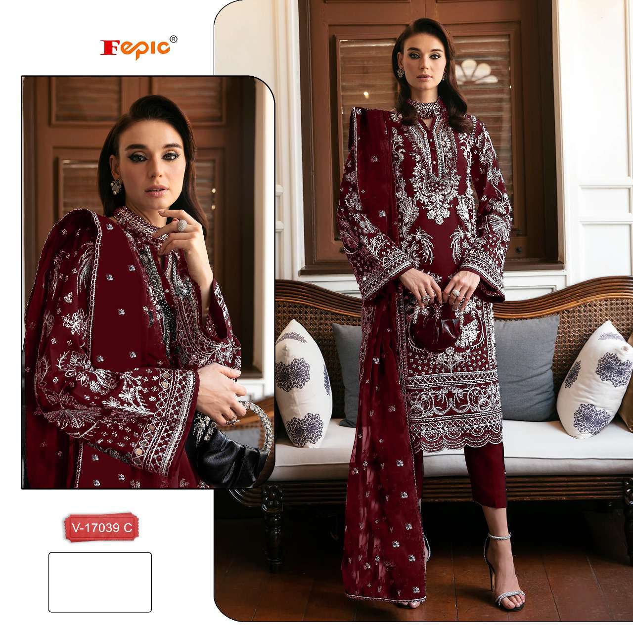Fepic V 17039 Colors Designer Work Velvet Dress view 2