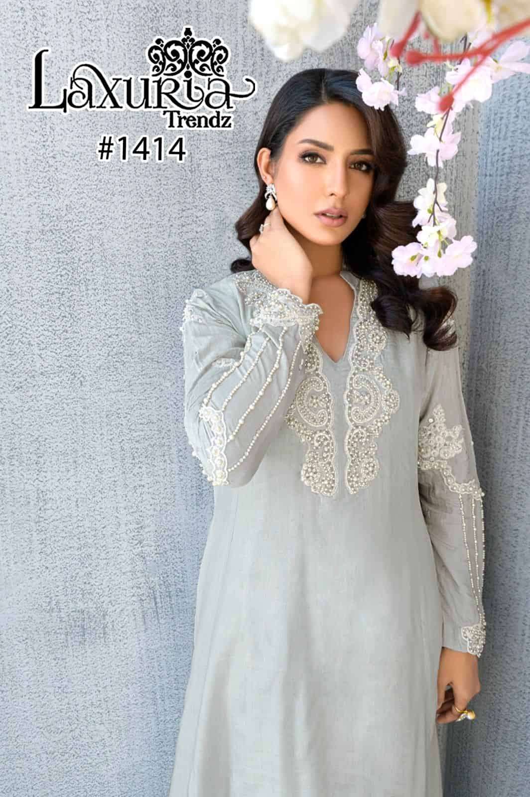 Laxuria Trends 1414 Latest Fancy Embroidered Designer Kurti Bottom Duptta Set Exporter view 3