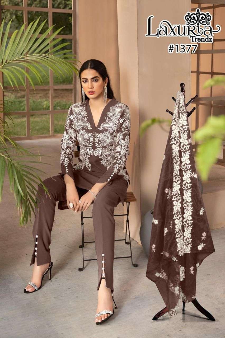 Laxuria Trends 1377 Latest Fancy Designer Ethnic Wear Kurti Bottom Dupatta Set Collection view 4