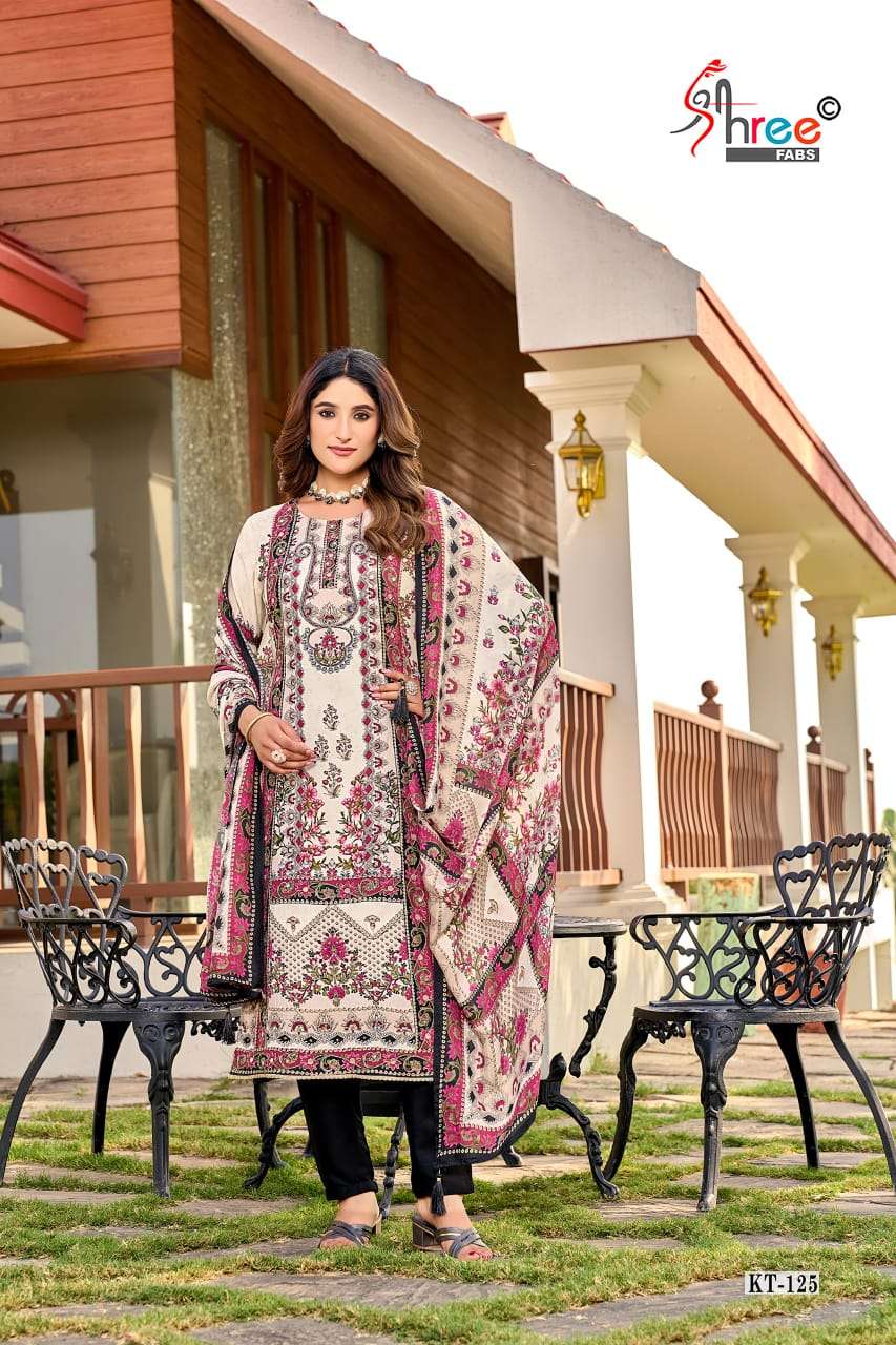 Shree Fabs Kt 125 Digital Printed Fancy Pakistani Muslin Suit Designs view 4