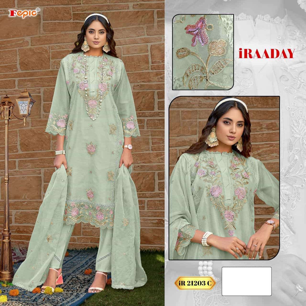 Fepic IR 21203 Colors Pakistani Embroidered Organza Dress Wholesalers view 4