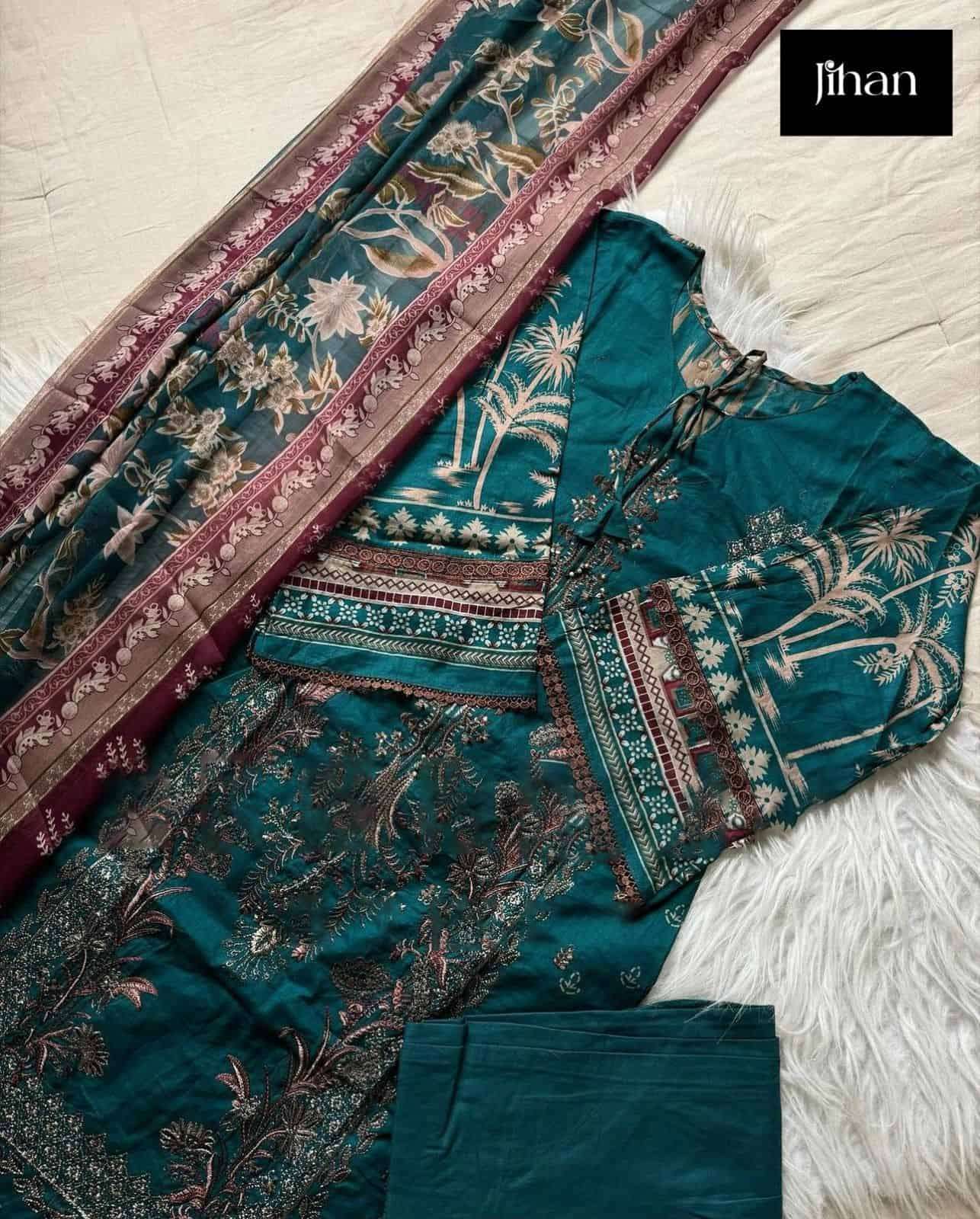 Jihan Chevron Luxury Lawn Cotton Suit 3374 view 6