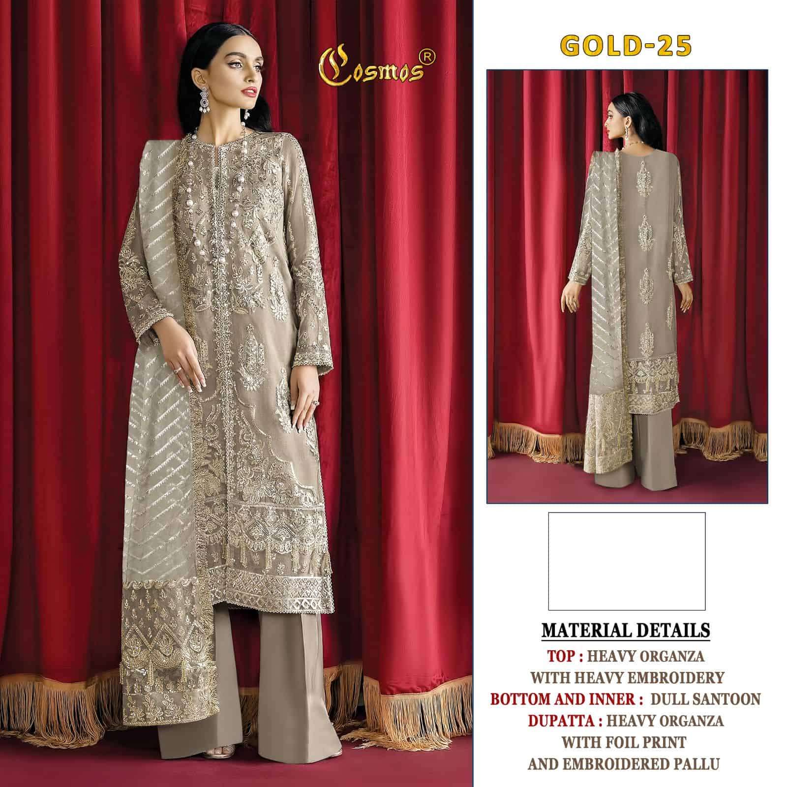 Cosmos Gold 25 Embroidered Dress Ensemble view 4