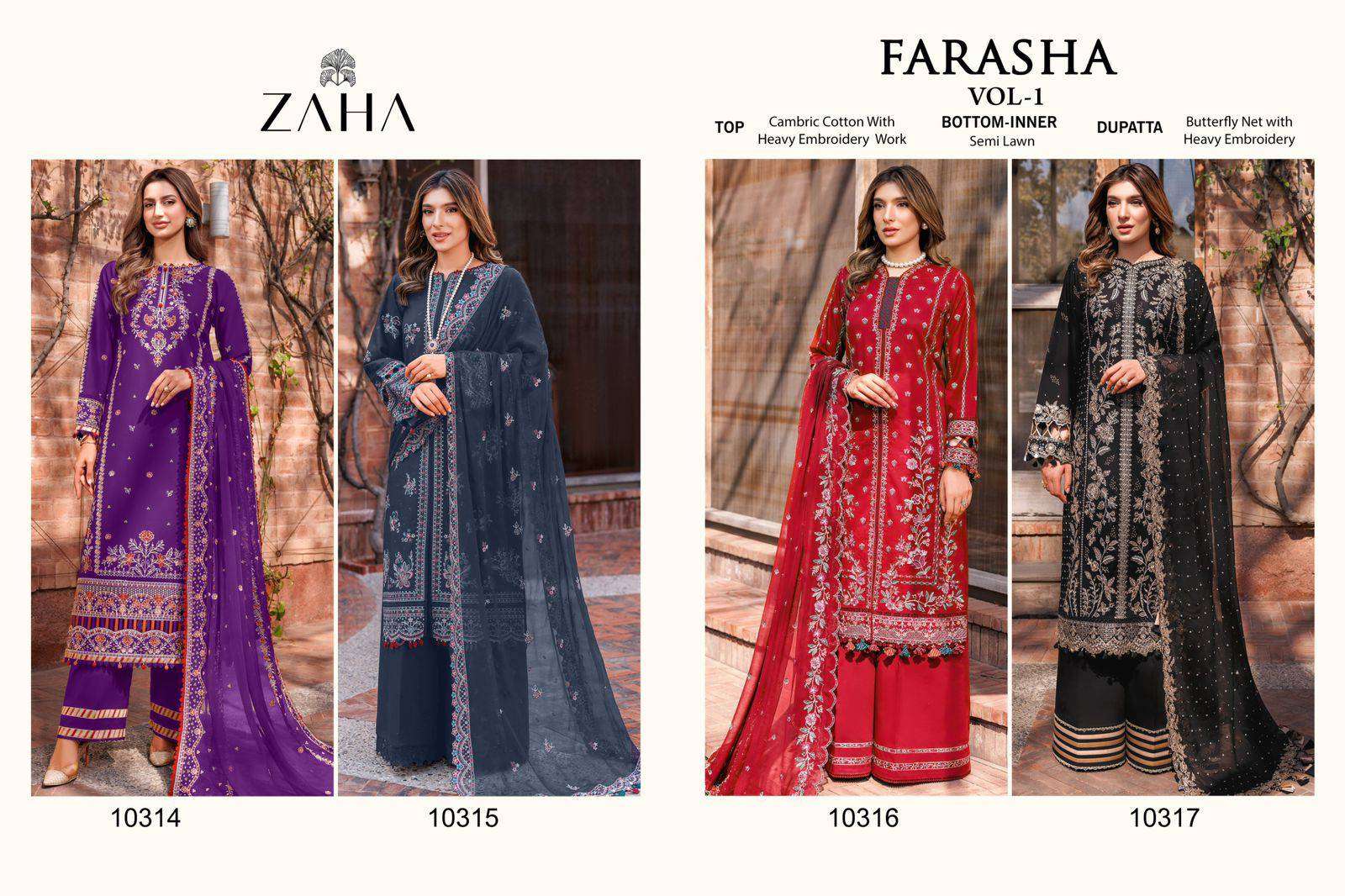 Zaha Farasha Vol 1 10314 To 10317 Pakistani Fancy Dress Buy Online view 7