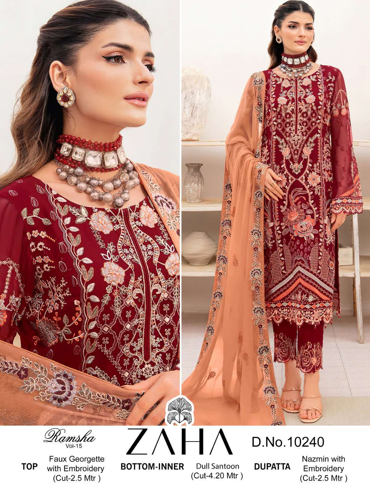 Zaha Ramsha Vol 15 Pakistani Designer Suit view 2