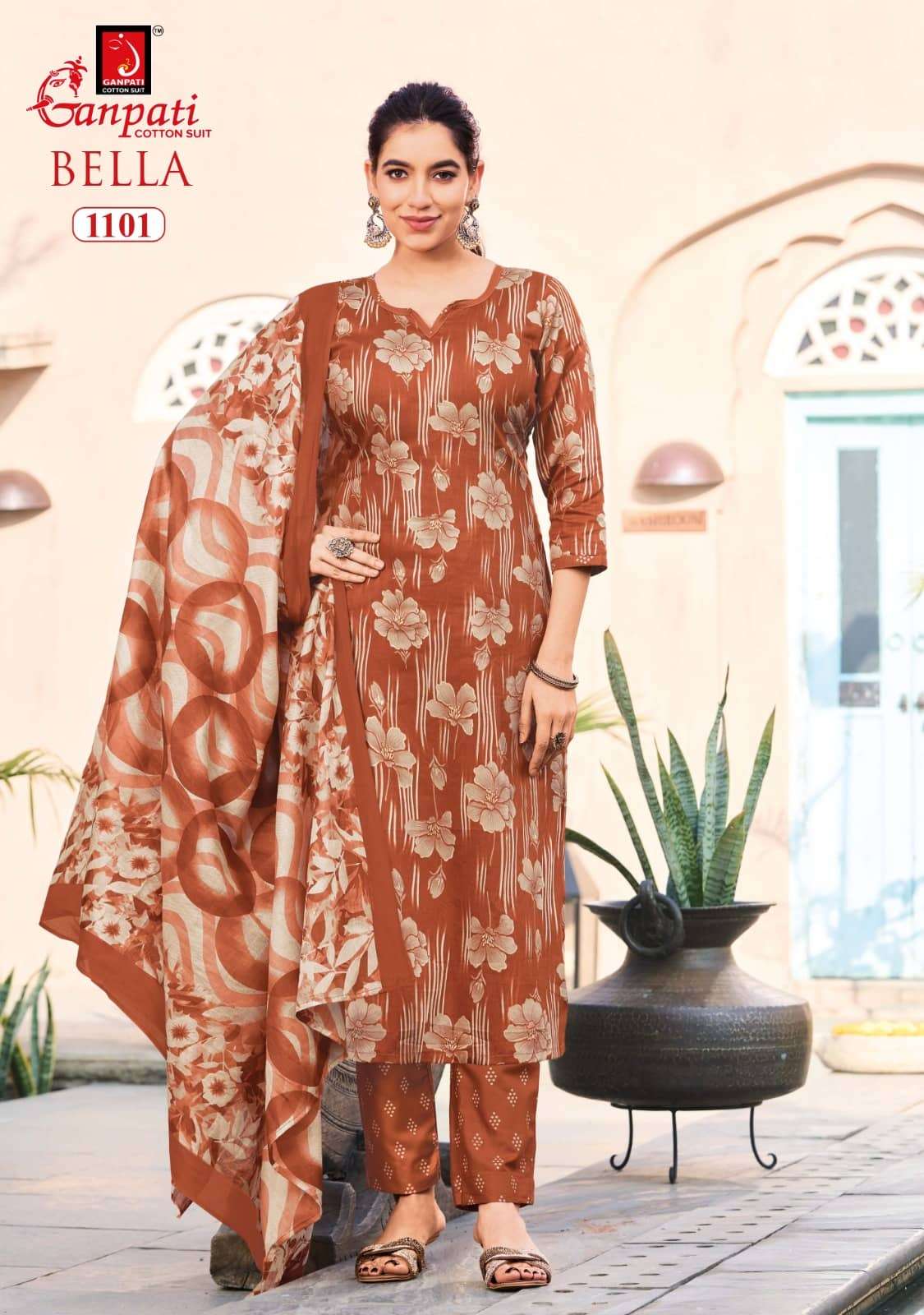 Ganpati Bella Vol 11 Premium Cotton Ladies Dress Exporters view 4