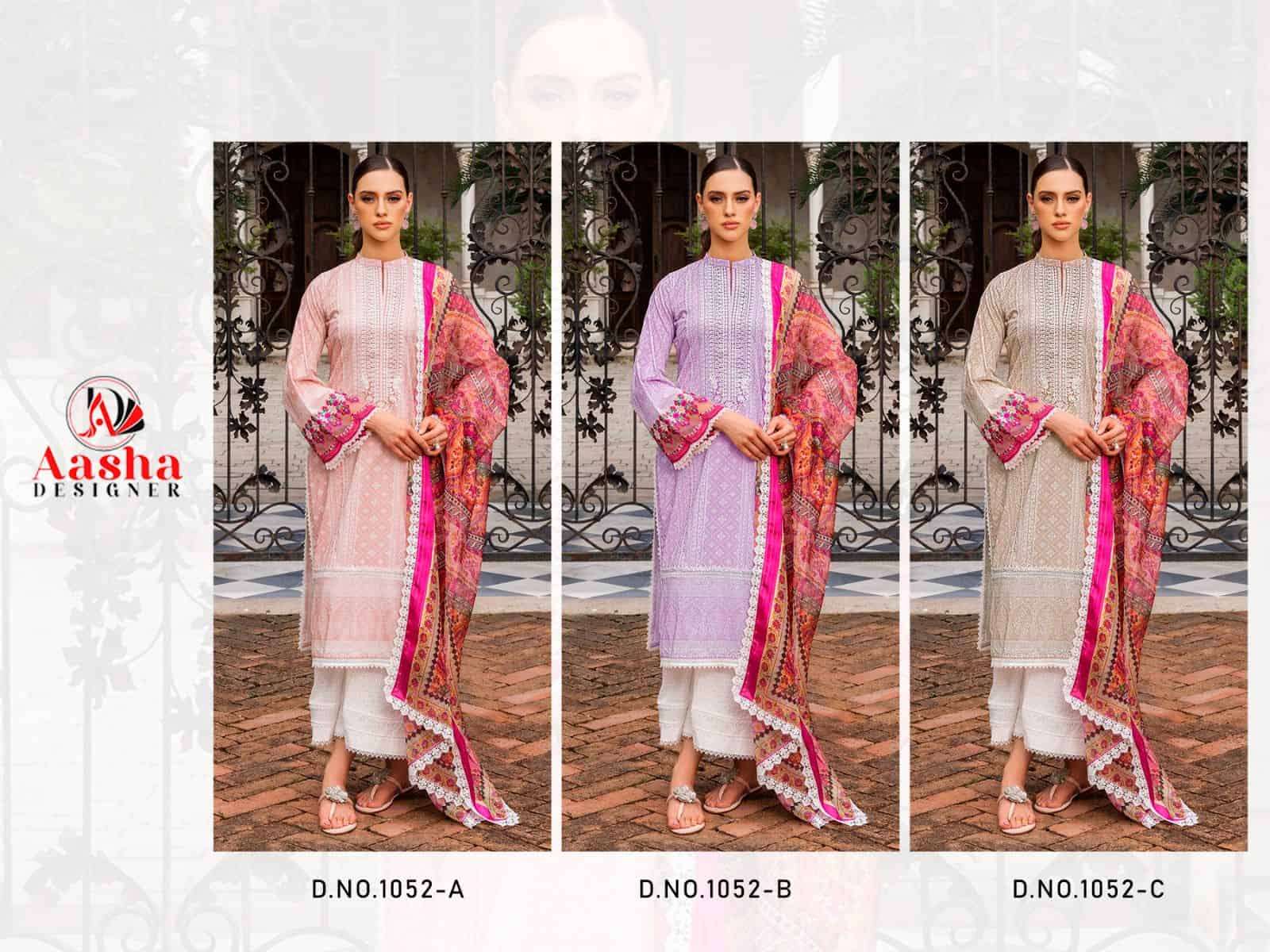 Aasha Designer 1052 Colors Fancy Printed Cotton Embroidered Unstitched Dress Collection view 7