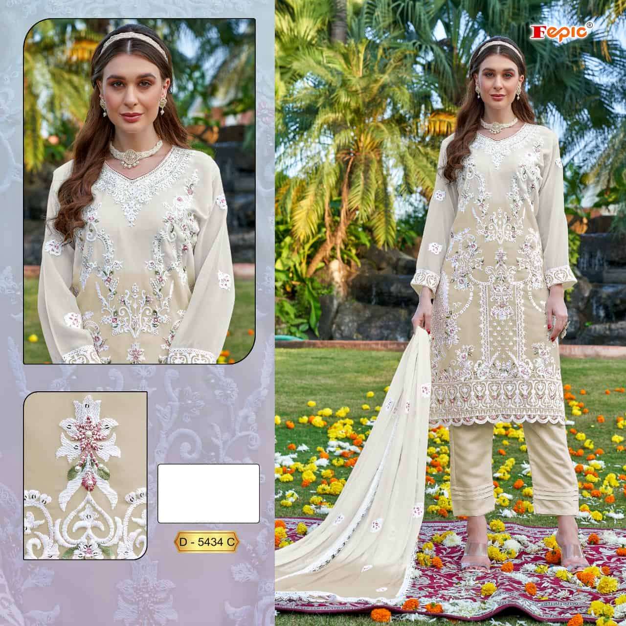 Fepic C 5434 Colors Latest Style Pakistani Embroidered Suit Wholesalers view 3