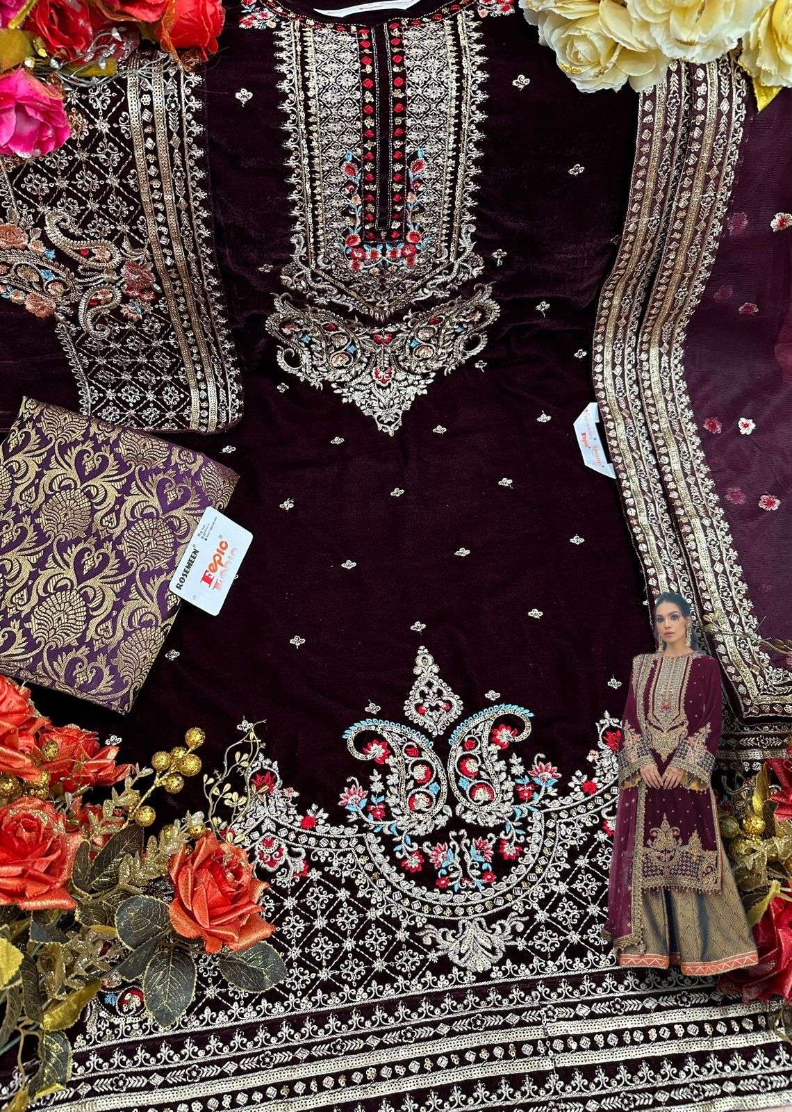 Fepic D 5221 Colors Party Wear Designer Velvet Pakistani Suit view 4