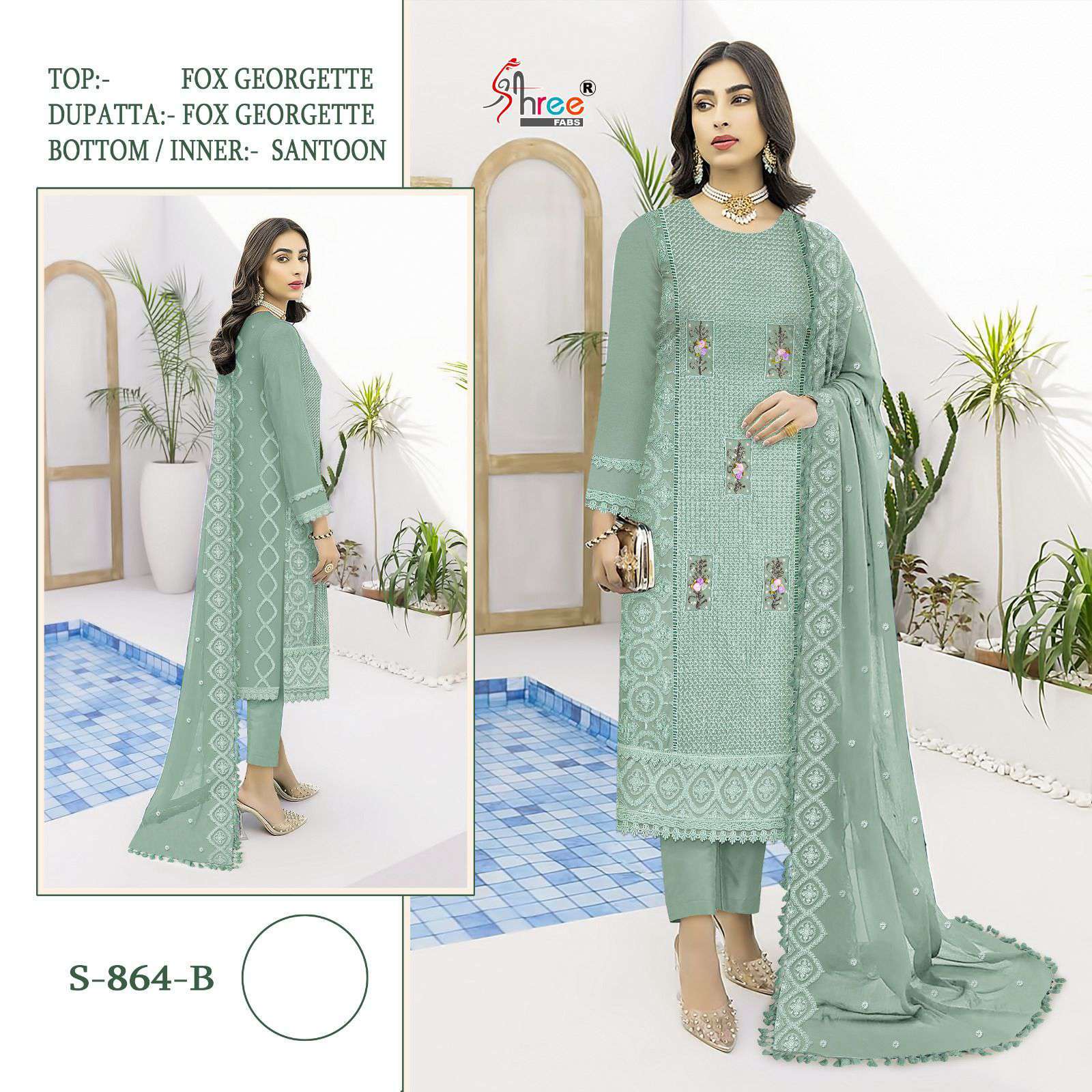 Shree Fabs S 864 Colors Fancy Georgette Pakistani Suit Catalog Exporters view 3