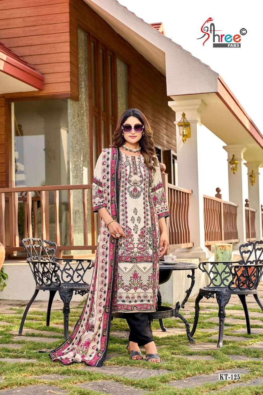 Shree Fabs Kt 125 Digital Printed Fancy Pakistani Muslin Suit Designs view 3