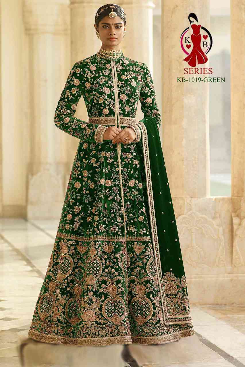 KB Series 1019 Colors Partywear Velvet Designer Indo Western Anarkali Dress view 2