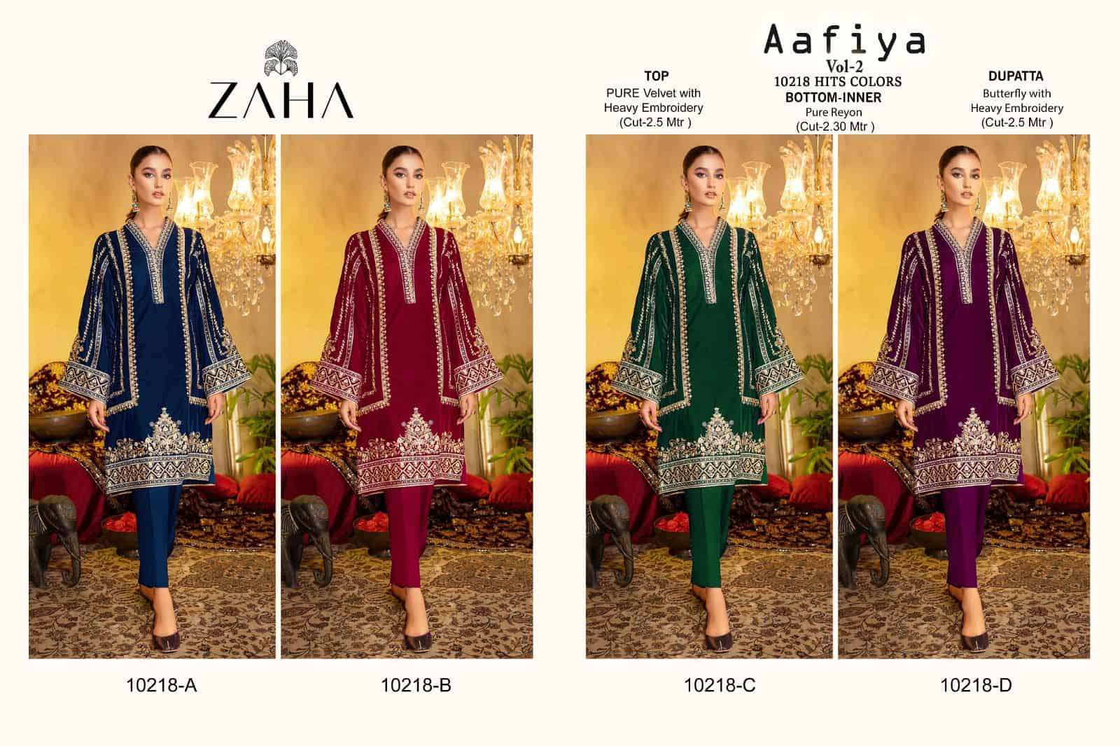 Zaha Aafiya Vol 2 10218 Hits Colors Pakistani Festive Wear Style Designer Suit Exporters view 4