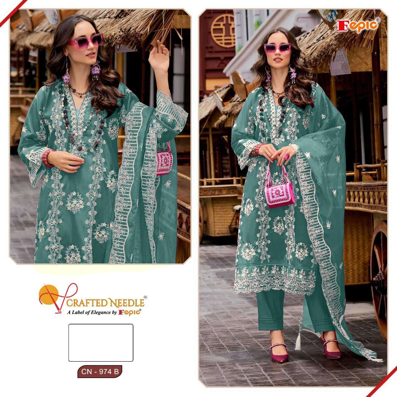 Fepic Cn 974 Colors Partywear Style Pakistani Dress Catalog Exporter view 3