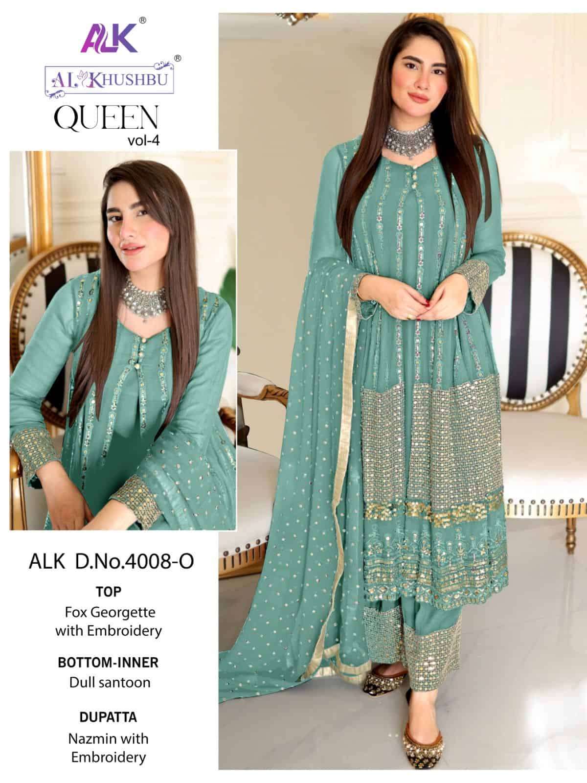 AL Khushbu Queen Vol 4 4008 Colors Pakistani Festive Wear Suit Wholasaler view 7