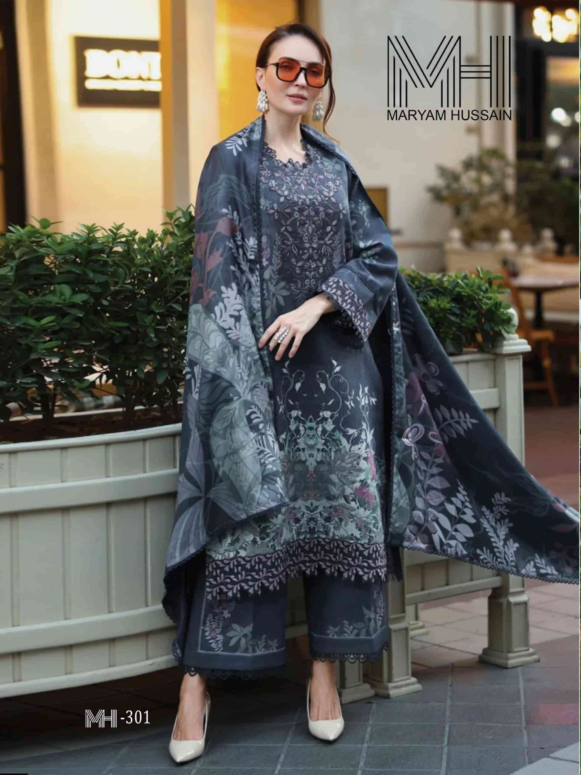 Maryam Hussain Noor E Kainat Vol 3 Heavy Pure Cotton Karachi Suit Catalog view 3