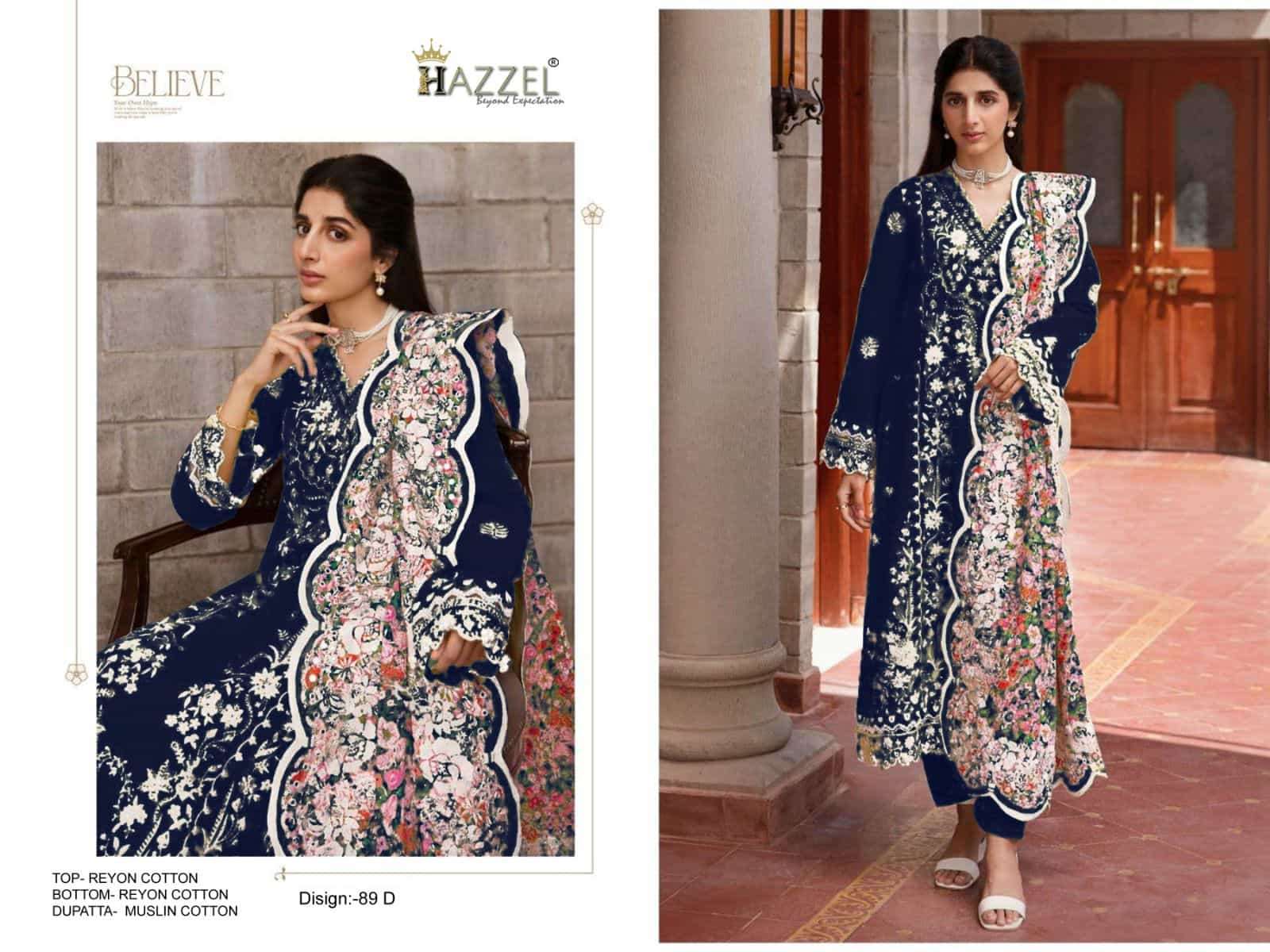 Hazzel 89 Colors Festive Wear Style Designer Embroidered Cotton Dress Wholesalers view 5