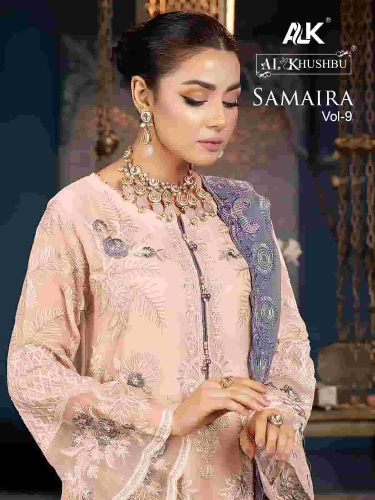 Al Khushbu Samaira Vol 9 Pakistani Style Designer Unstitched Salwar Suit Collection view 11