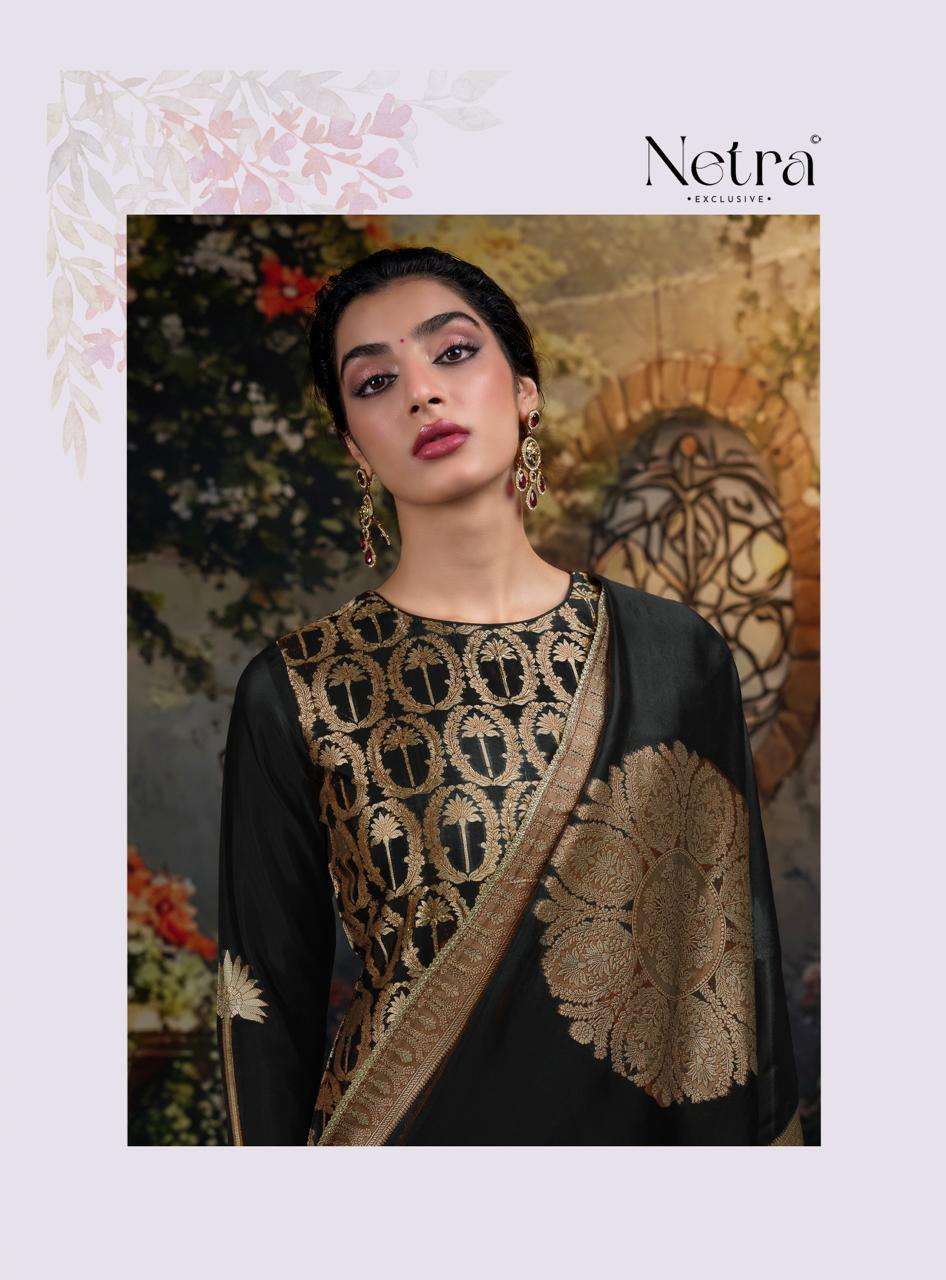 Netra Ayaka Black Edition Fancy Woven Silk Suit Latest Collection view 3