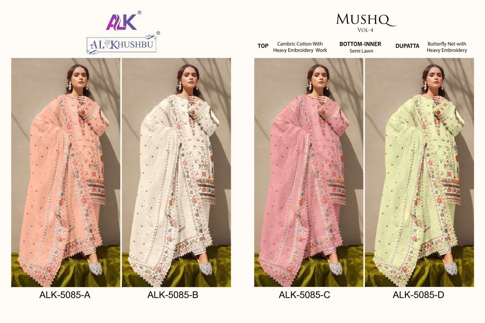 Al Khushbu Mushq Vol 4 5085 Colors Pakistani Fancy Cotton Suit view 5
