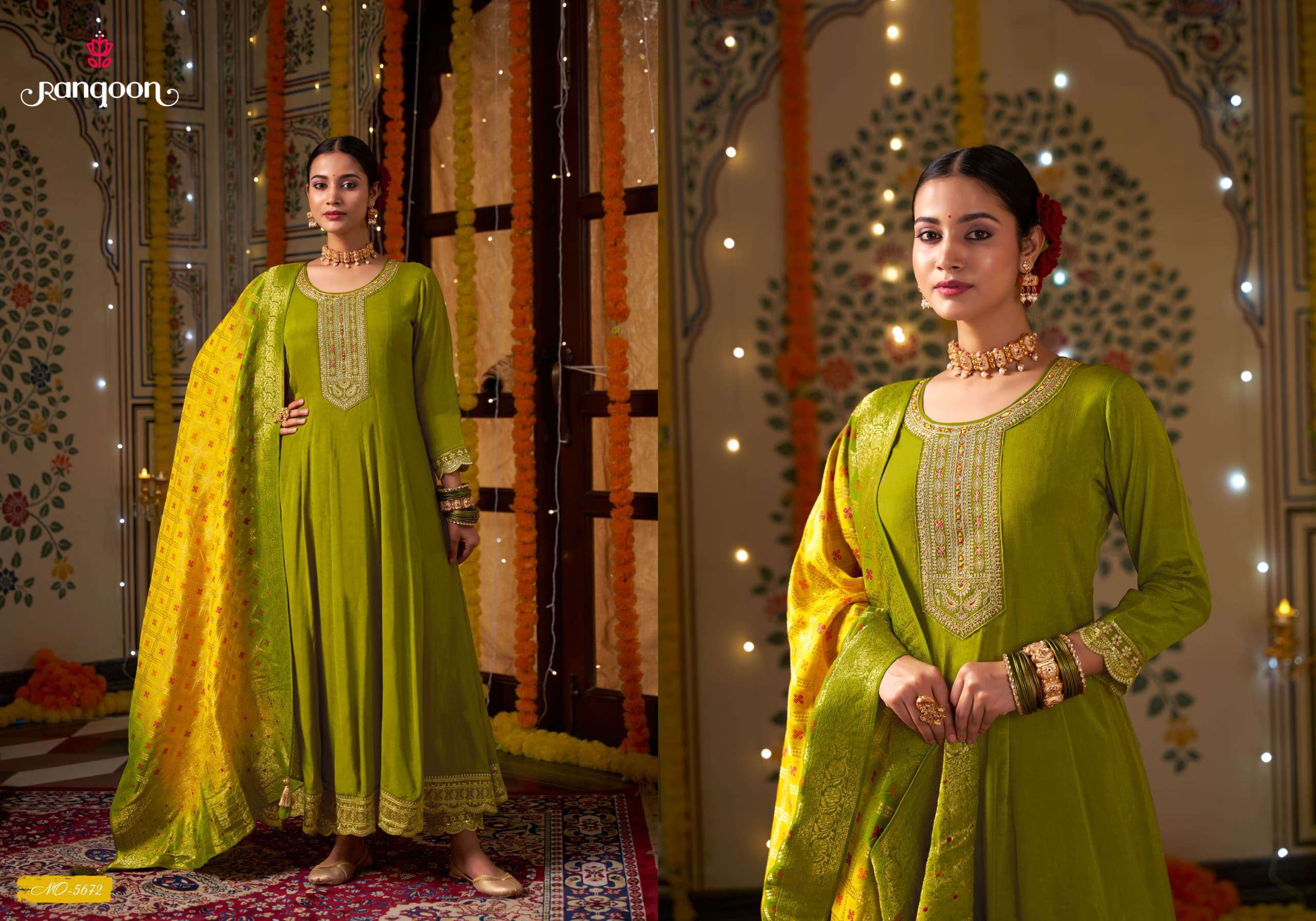 Rangoon Marigold Stylish Anarkali Pattern Suit Latest view 4