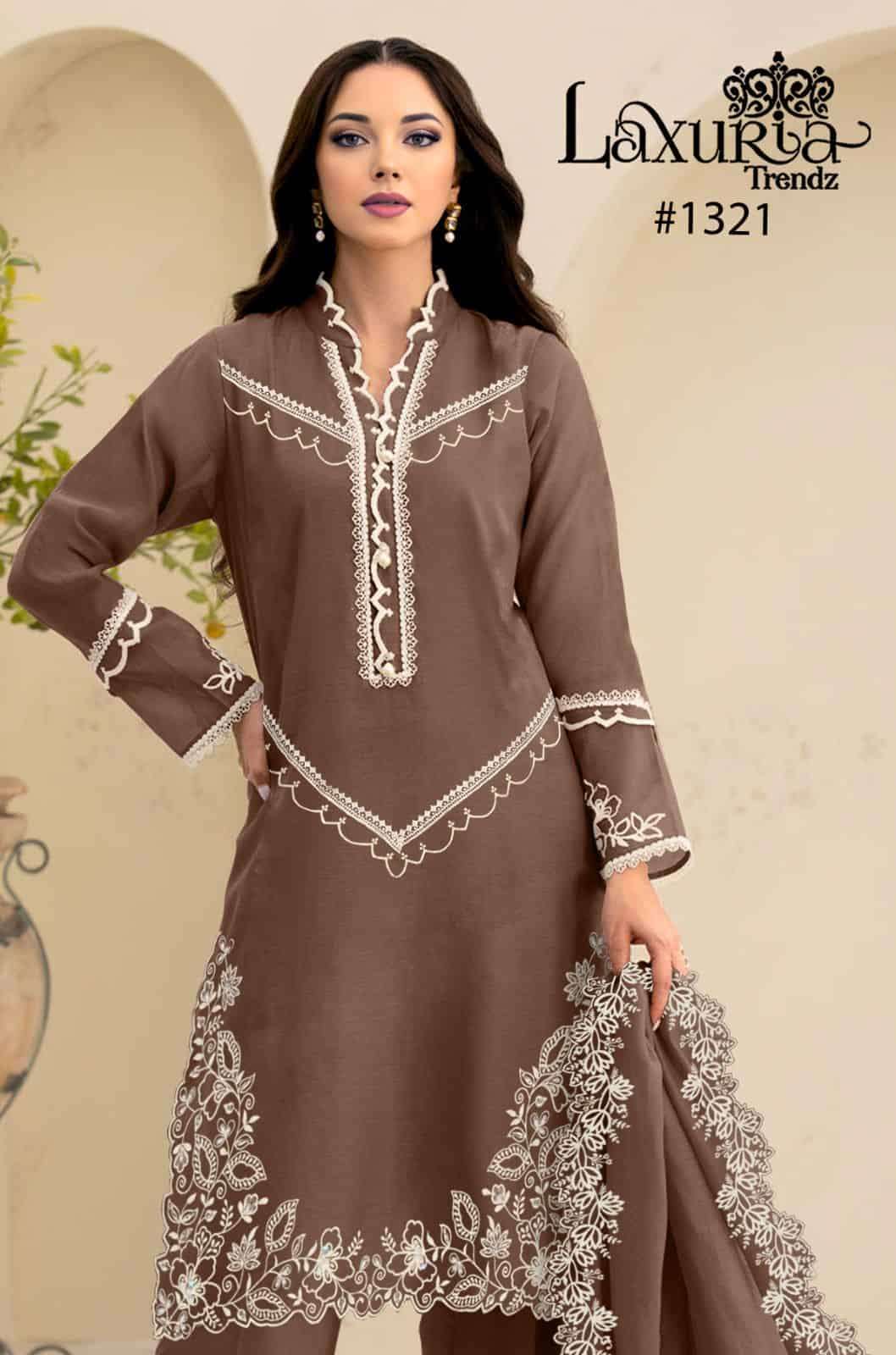 Laxuria Trends 1321 Pakistani Style Fancy Designer Kurti Pant Dupatta Set view 2