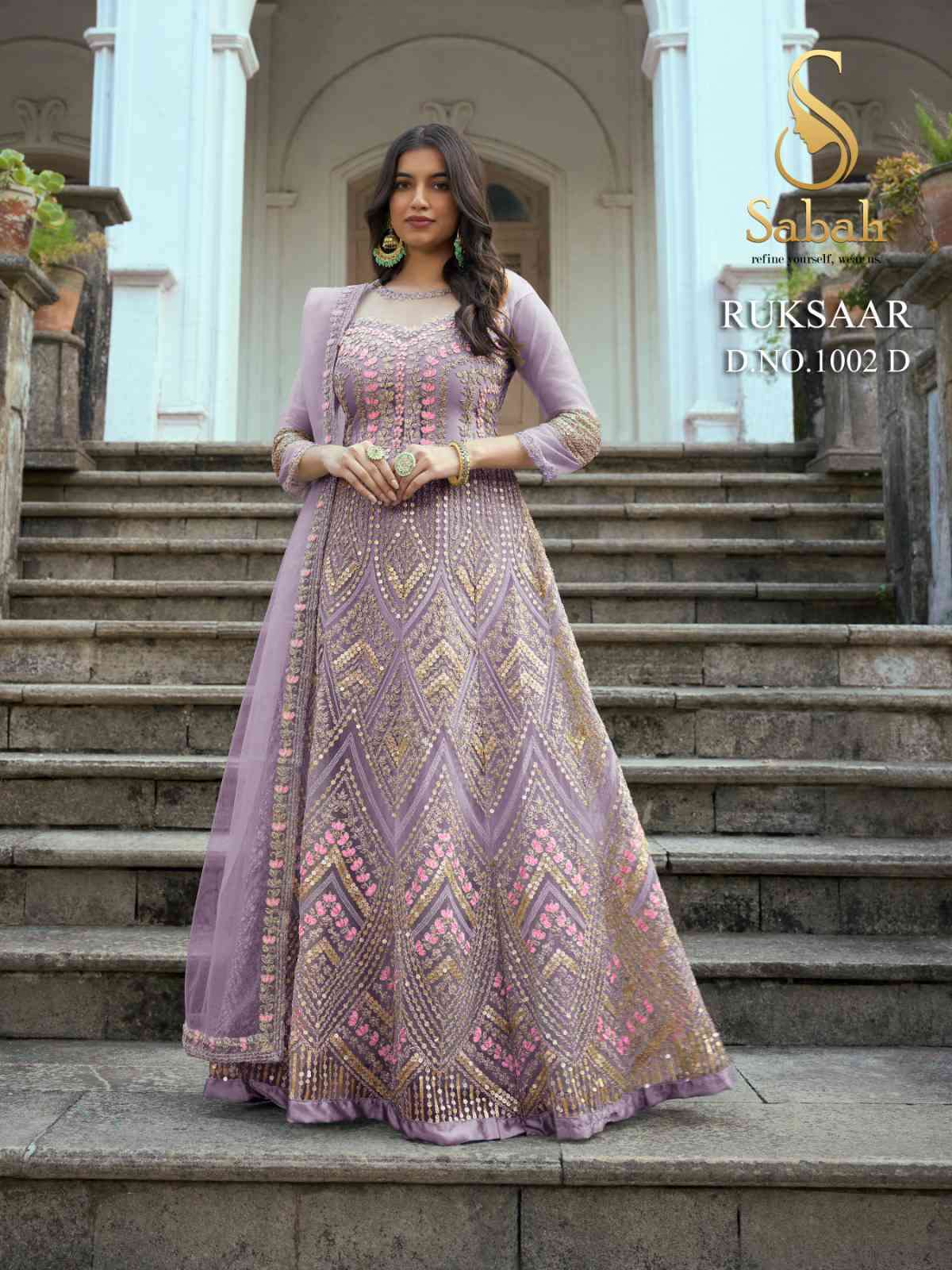 Fk Fashion Sabah Ruksaar 1002 Colors Designer Partywear Gown view 5