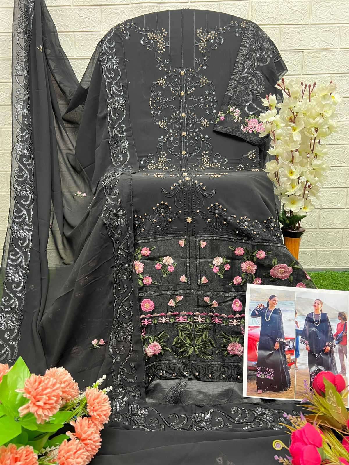 Al Khushu Pakistani Georgette Embroidered Suit view 6