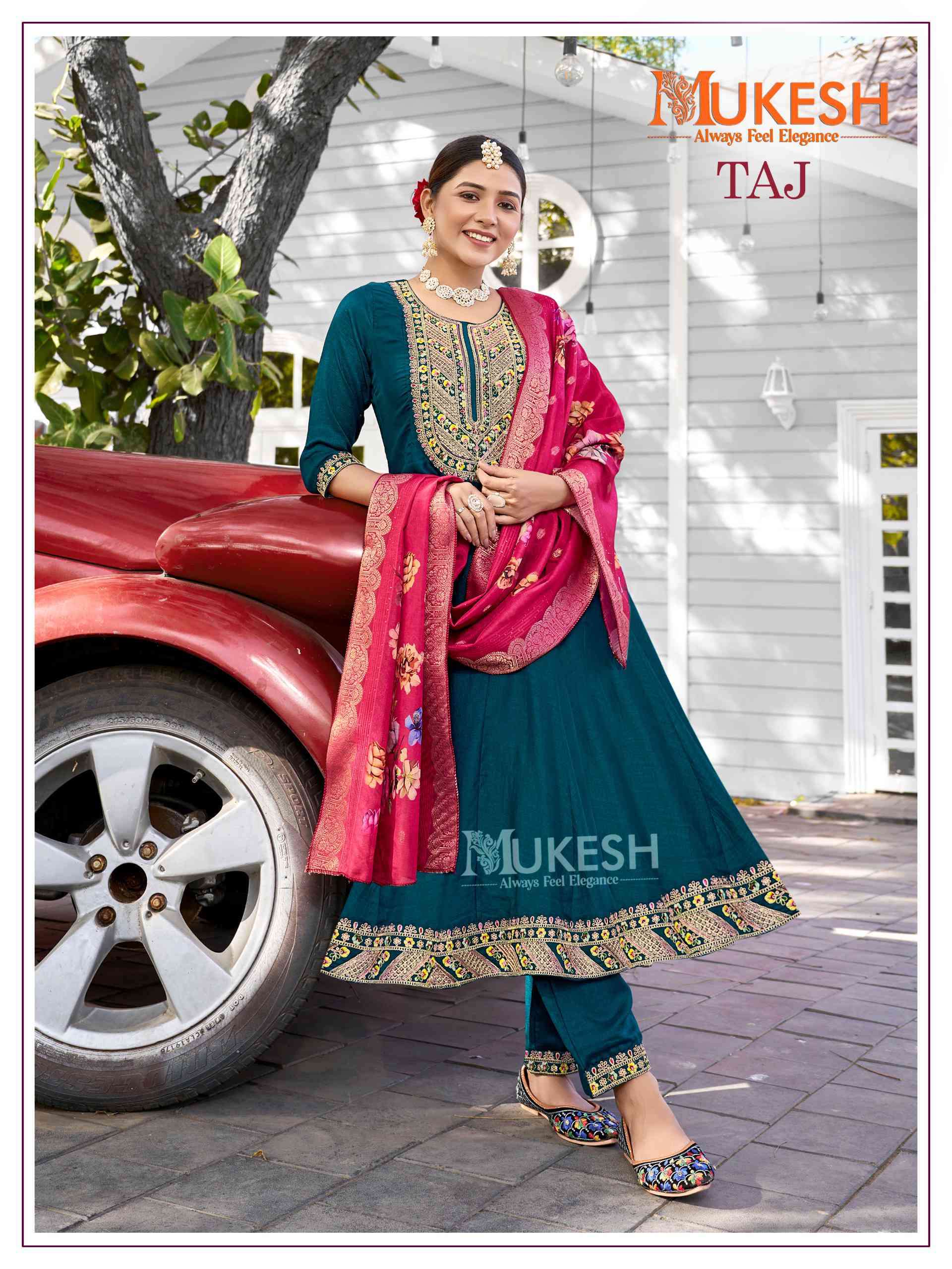 Mukesh Taj Anarkali Kurti Bottom Dupatta Set New Collection view 7