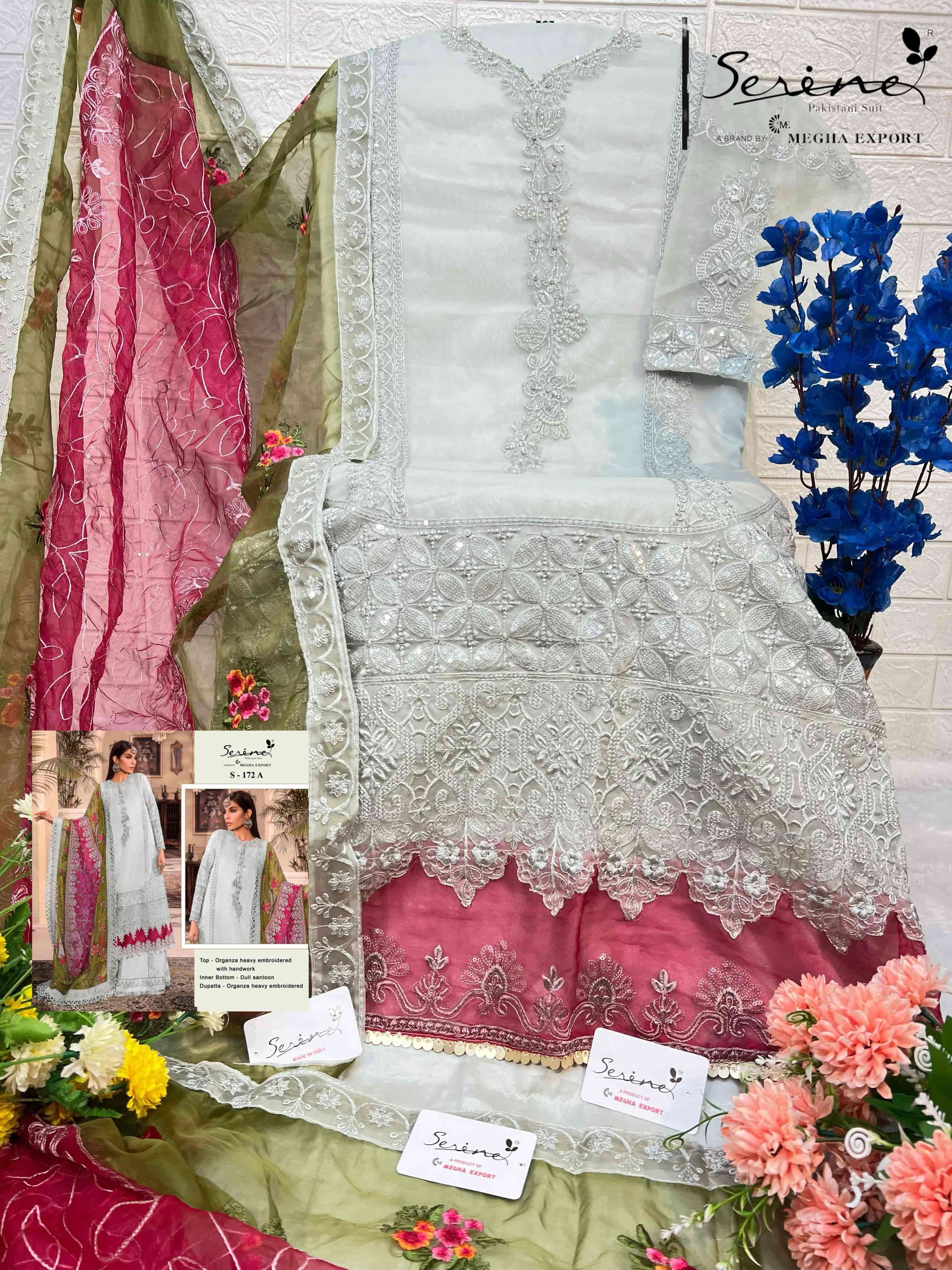 Serine S 172 A Pakistani Festive Wear Heavy Designer Organza Suit Exporter view 2