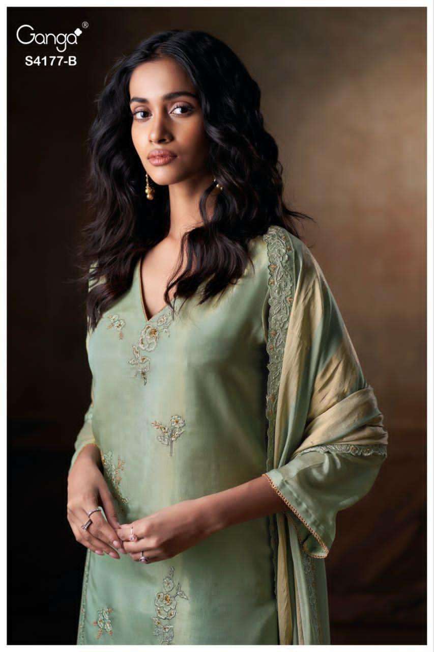 Ganga Fashion Geesha 4177 B Pure Bemberg Silk Suit Latest Collection view 3