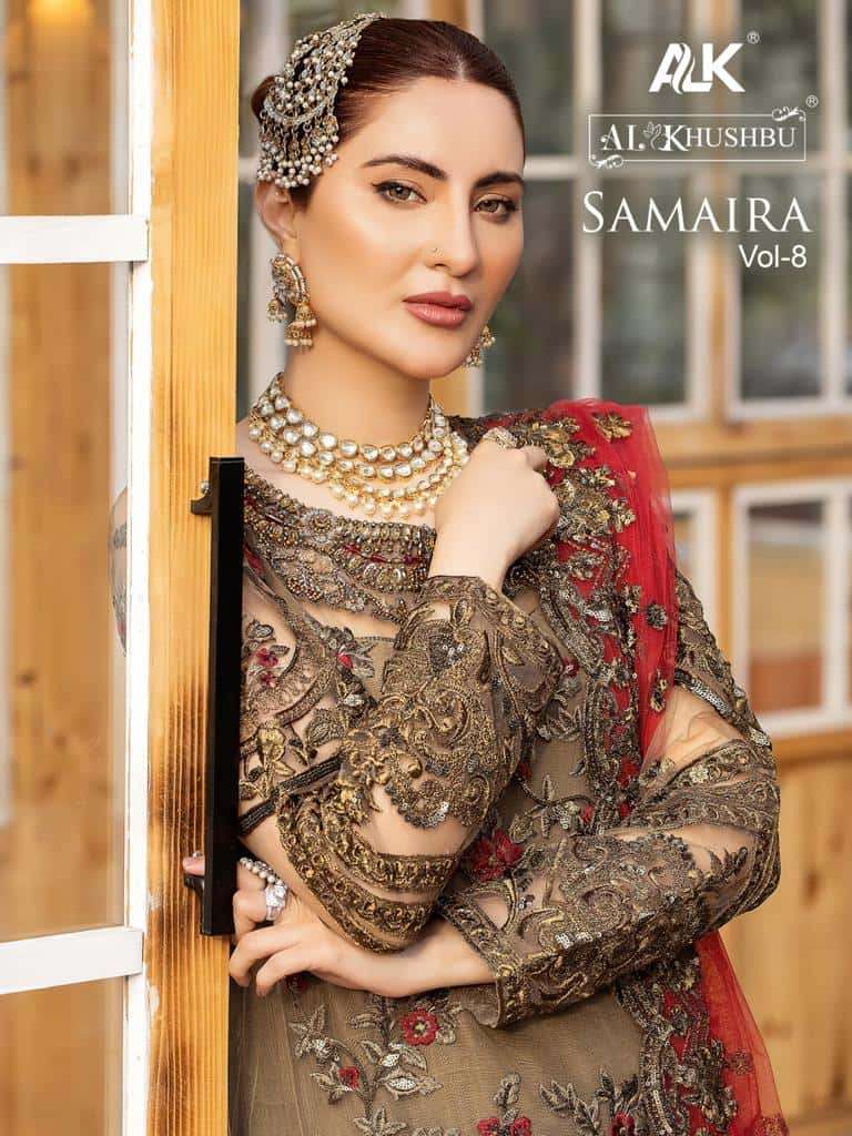 Al Khushbu Samaira Vol 8 Heavy Designer Style Pakistani Festive Catalog Collection view 13