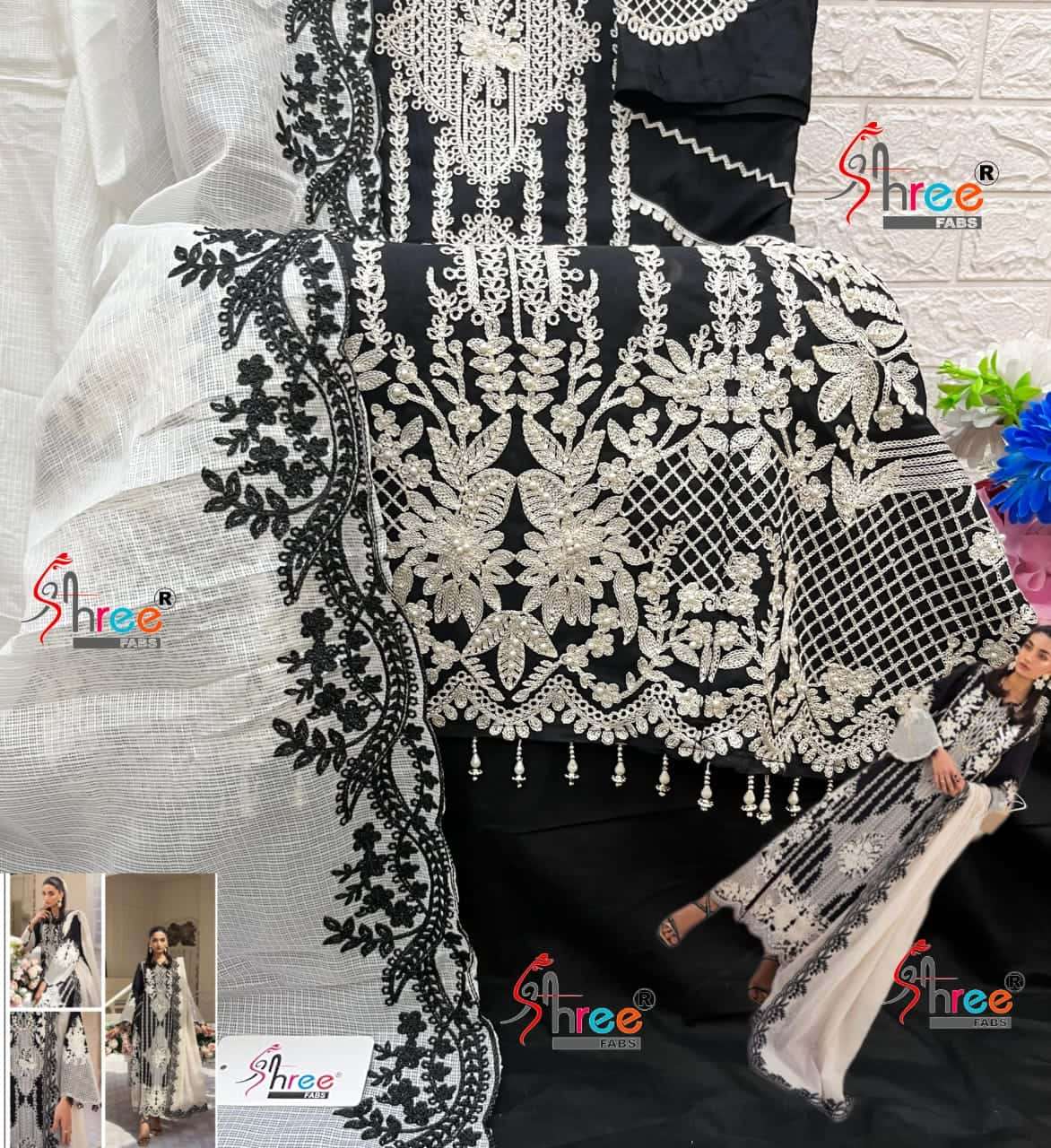 Shree Fabs S 951 Exclusive Designer Pakistani Cotton Embroidered Suit Ensemble view 5