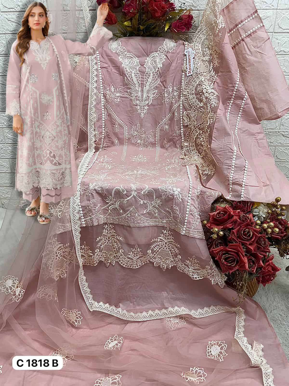Fepic C 1818 Colors Fancy Designer Embroidered Pakistani Dress Wholesalers view 3
